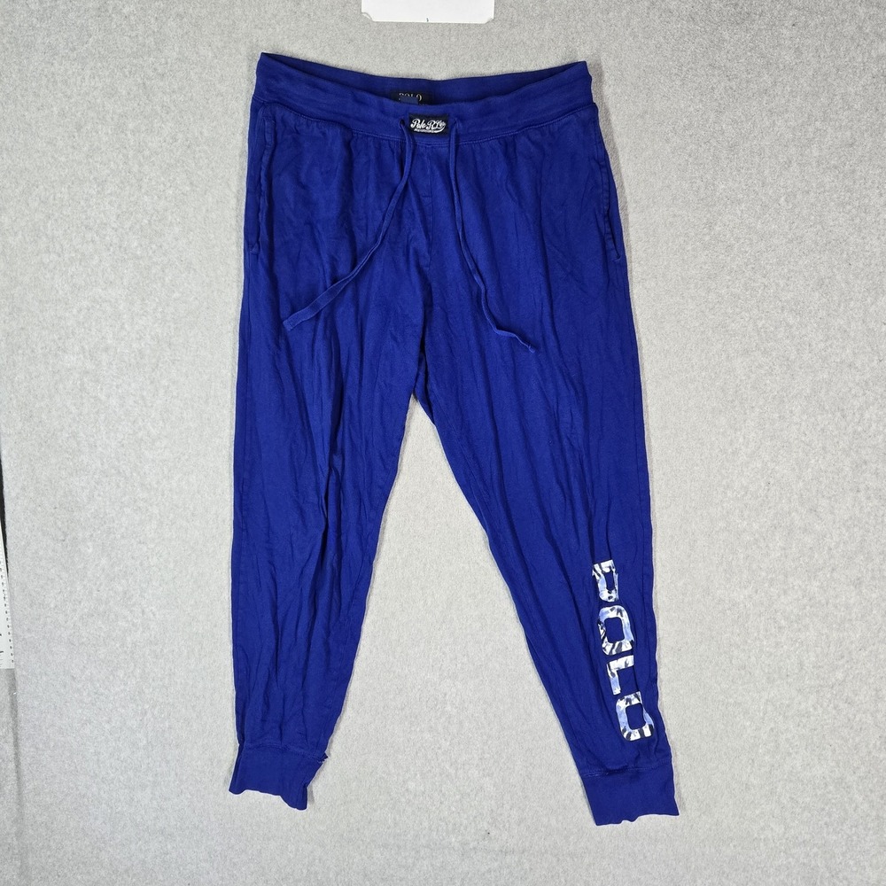 Polo Ralph Lauren Men Sleepwear M Blue Pajama Pants Joggers Logo 26" Inseam